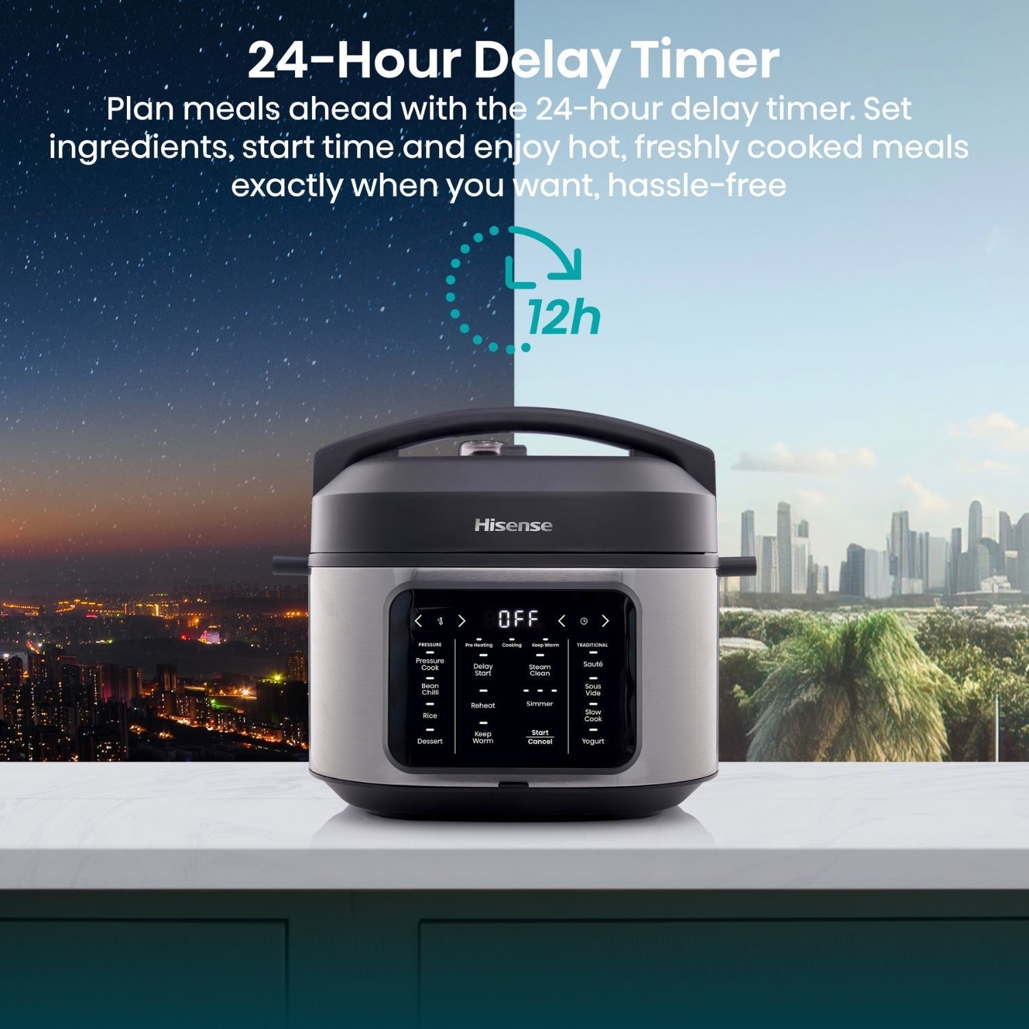 Hisense HMC6SBUK 6L 10-in-1 Digital Multicooker Pressure Cooker Slow Cooker & Rice Cooker - Stainless Steel & Black - Image 8