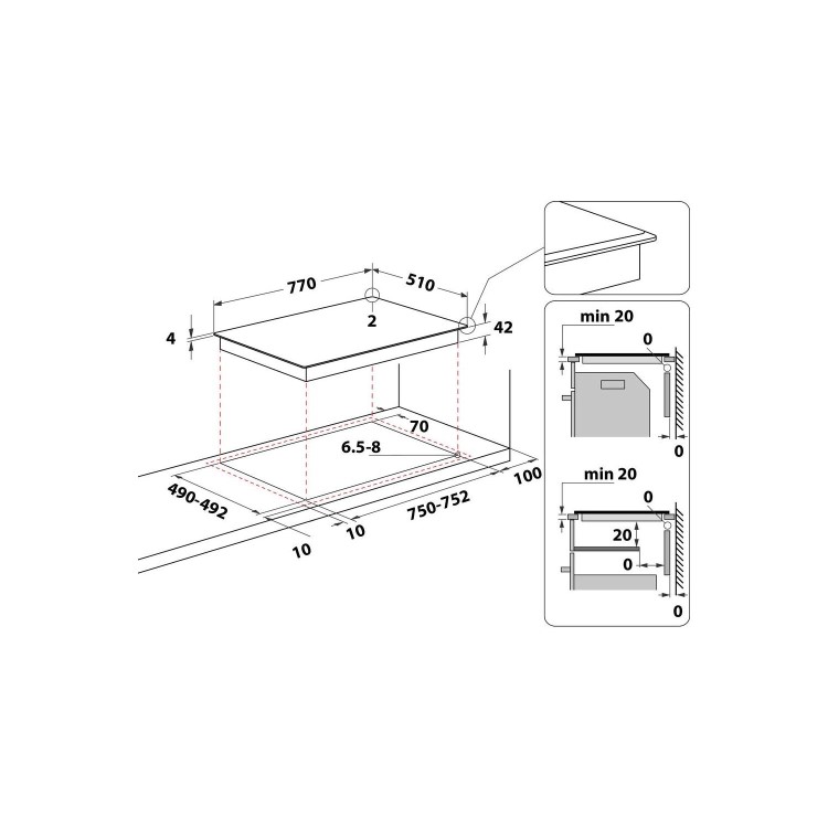 Hotpoint 77cm 4 Zone Ceramic Hob with Oval Dual Zone - Image 5