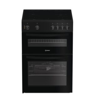 Indesit 60cm Double Oven Electric Cooker - Black