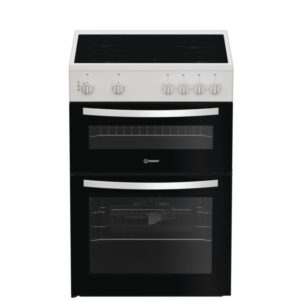 Indesit 60cm Double Oven Electric Cooker - White
