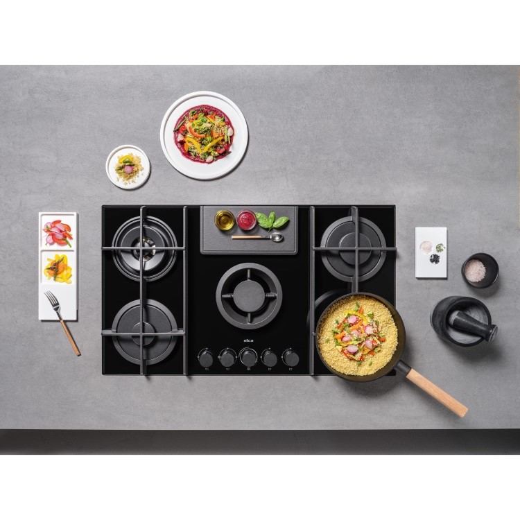 Elica NikolaTesla Flame 88cm Gas Venting Hob with Built-In Extractor Fan - Black - Image 3
