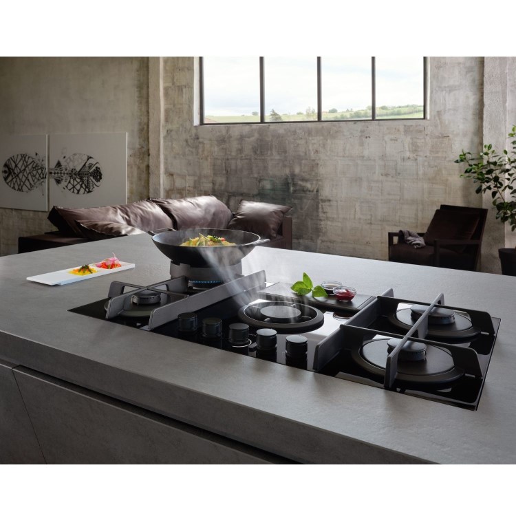 Elica NikolaTesla Flame 88cm Gas Venting Hob with Built-In Extractor Fan - Black - Image 4