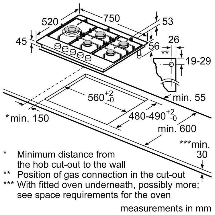 Bosch Series 6 75cm 5 Burner Gas Hob - Stainless Steel - Image 8