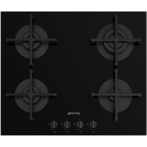 Smeg Cucina 60cm Gas on Glass 4 Burner Gas Hob - Black