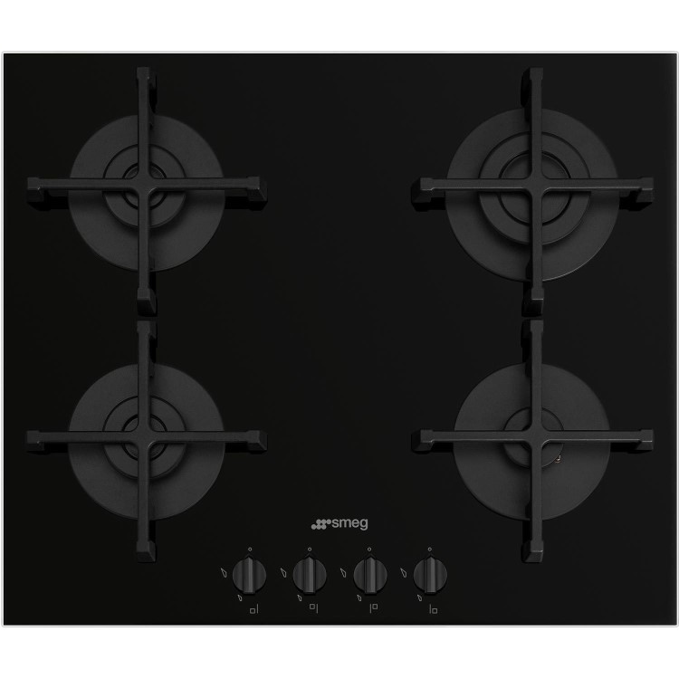 Smeg Cucina 60cm Gas on Glass 4 Burner Gas Hob - Black