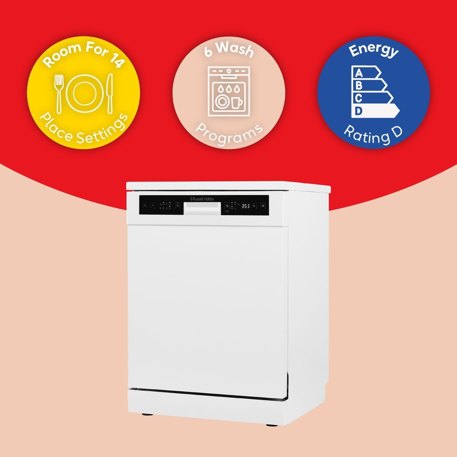 Russell Hobbs Freestanding Dishwasher - White - Image 4