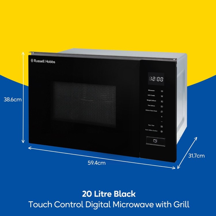 Russell Hobbs Built-In 800W Microwave & Grill - Black - Image 4