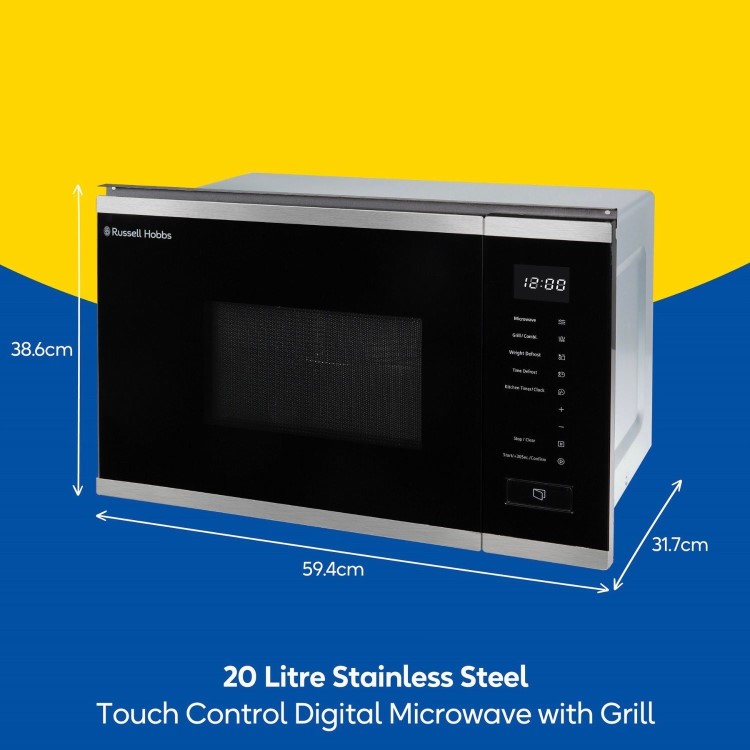 Russell Hobbs Built-In 800W Microwave & Grill - Stainless Steel - Image 4