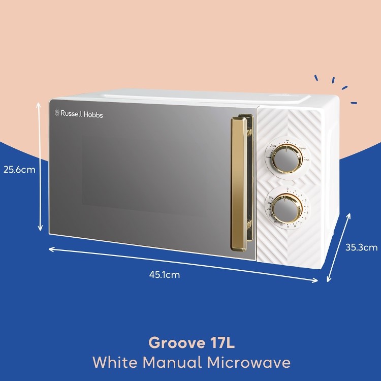 Russell Hobbs Groove RHMM723 17L Compact Freestanding Solo Microwave - White - Image 4