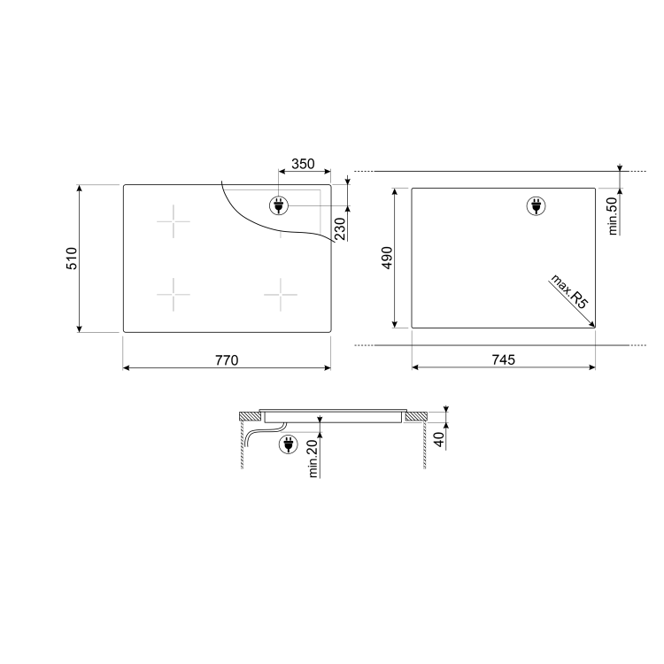 Smeg 77cm 4 Zone Ceramic Hob - Image 6
