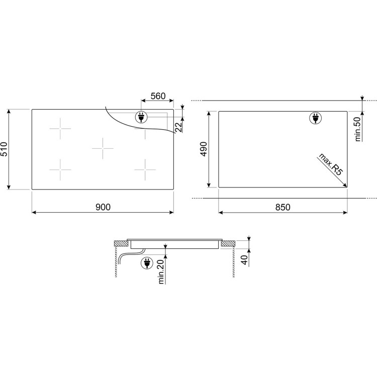 Smeg 90cm 5 Zone Ceramic Hob - Image 6