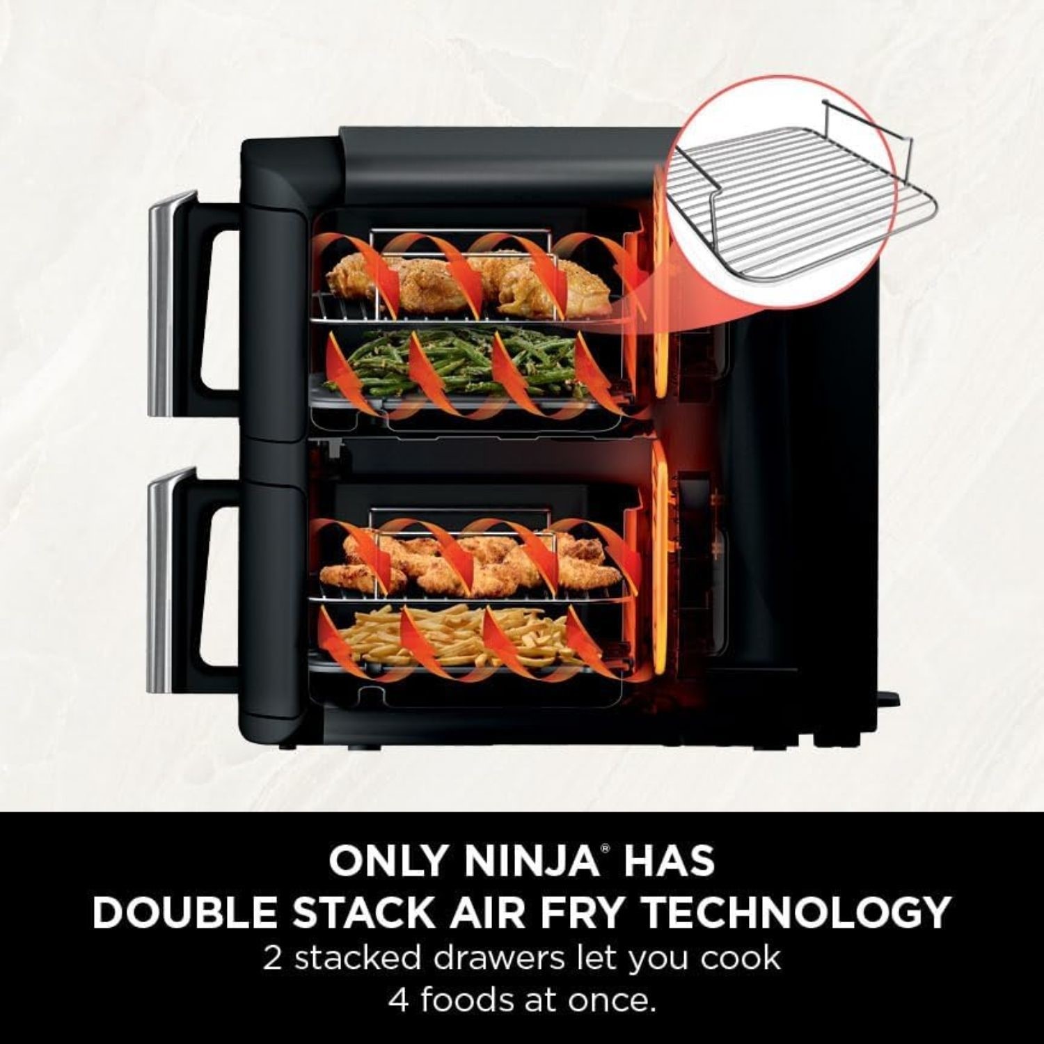 Ninja SL300UK 7.6L Double Drawer Air Fryer 2-Drawer Double Stack Healthy Crispy Cooking - Image 9