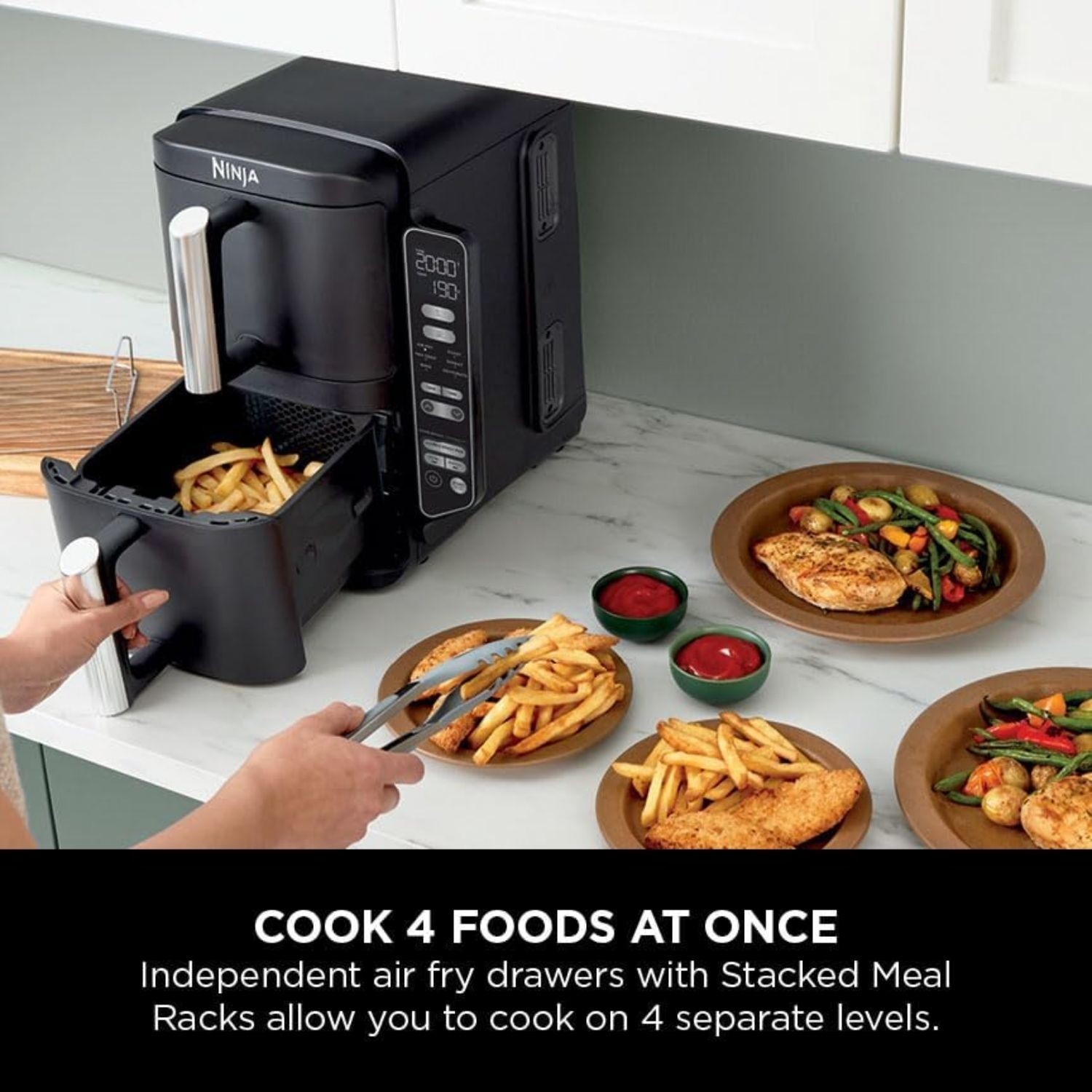 Ninja SL300UK 7.6L Double Drawer Air Fryer 2-Drawer Double Stack Healthy Crispy Cooking - Image 7