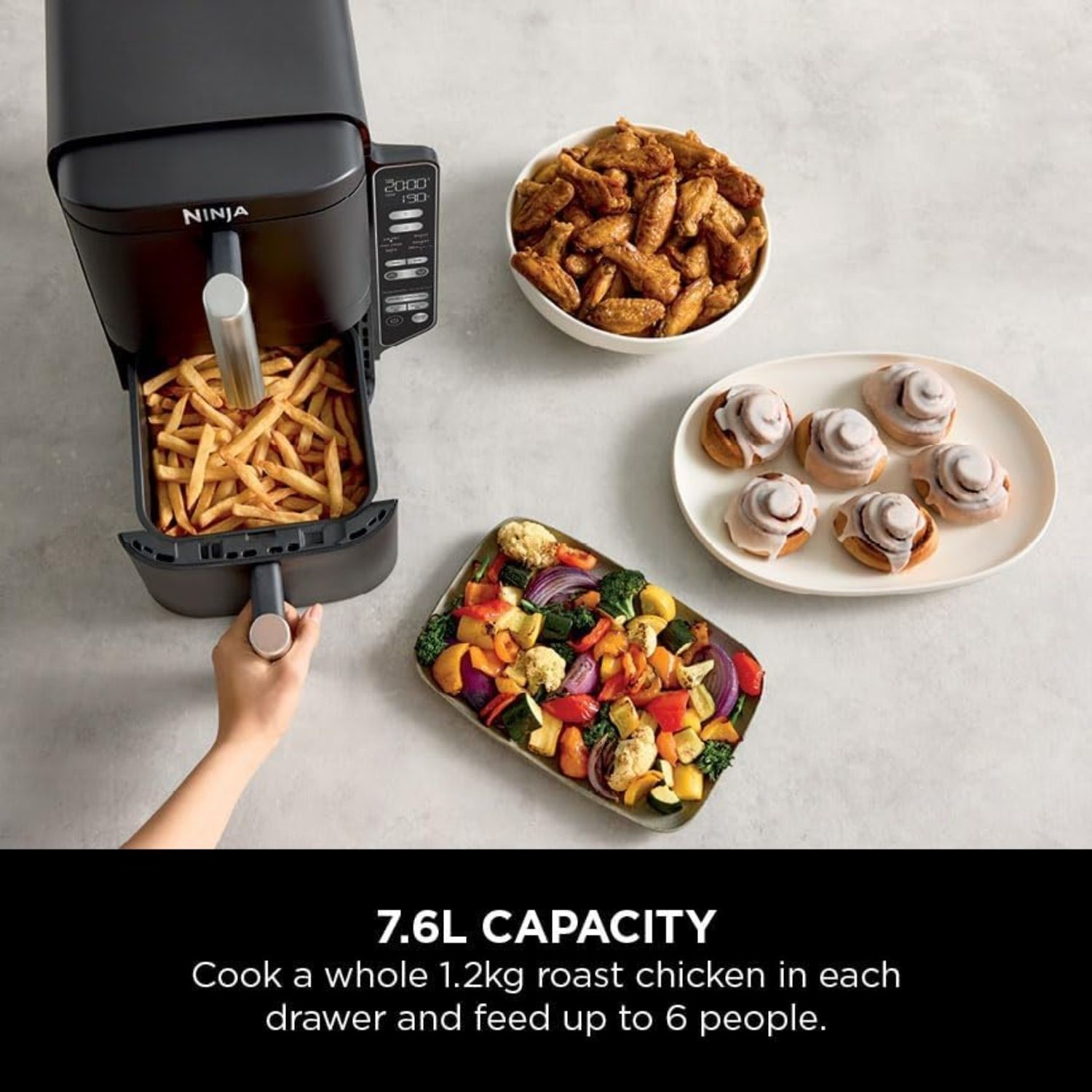 Ninja SL300UK 7.6L Double Drawer Air Fryer 2-Drawer Double Stack Healthy Crispy Cooking - Image 6