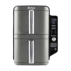 Ninja SL400UK Double Stack XL 9.5L 6-in-1 Dual Air Fryer Twin Baskets Healthy Crispy Cooking Grey