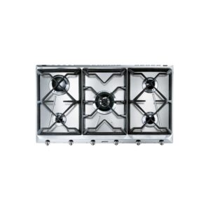 Smeg Cucina 90cm 5 Burner Gas Hob with Wok Burner - Stainless Steel