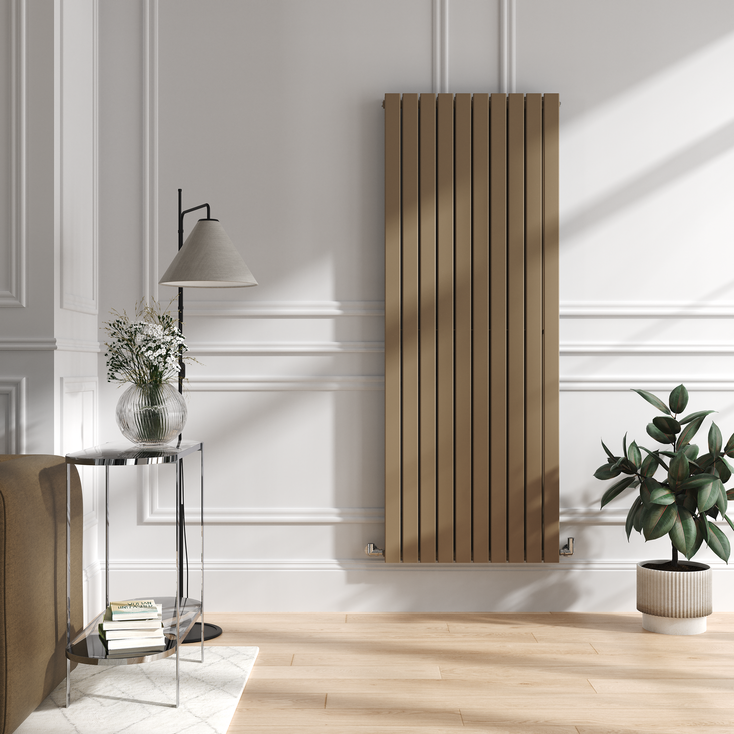 Riace Beige grey Vertical Flat Designer Radiator 1800x680mm Double Panel 6947 BTU - Image 2