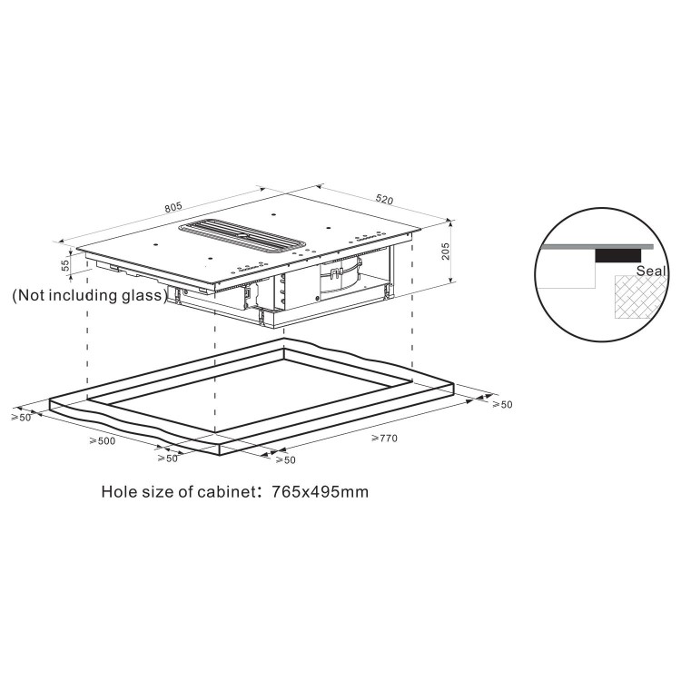 electriQ 80cm 4 Zone Venting Induction Hob - Image 6