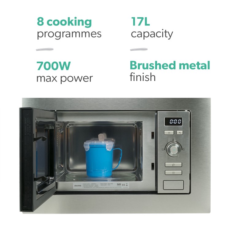 electriQ Built-In 700W Microwave - Stainless Steel - Image 3