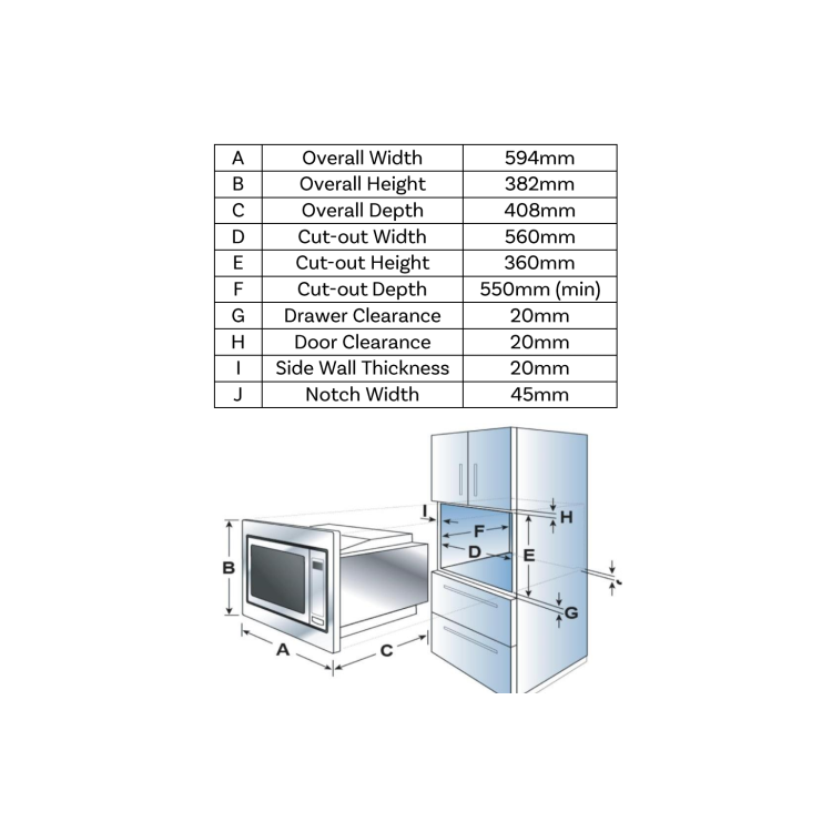 electriQ 25L Built-in Combi Microwave Oven with Grill - Stainless Steel - Image 11
