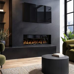 Black 3-Sided Inset Electric Media Wall Smart Fire Place - 40 Inch - AmberGlo