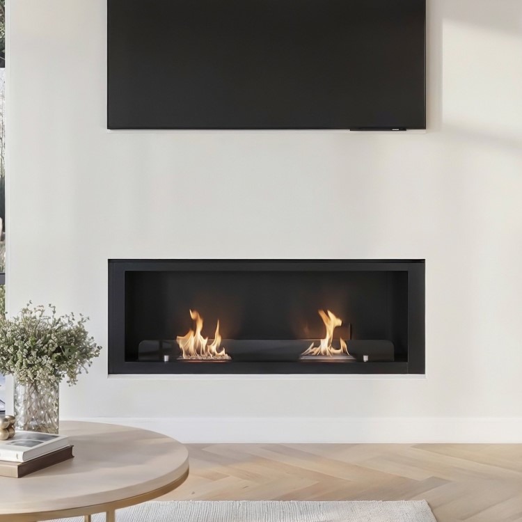 Bioethanol Media Wall Fireplace in Black - 50 Inch - AmberGlo