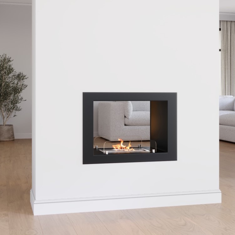 Double-Sided Bioethanol Fireplace in Black - 27 Inch - AmberGlo - Image 3