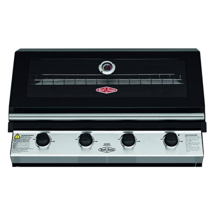 Beefeater 1200E Series - 4 Burner Gas Built in BBQ - Black