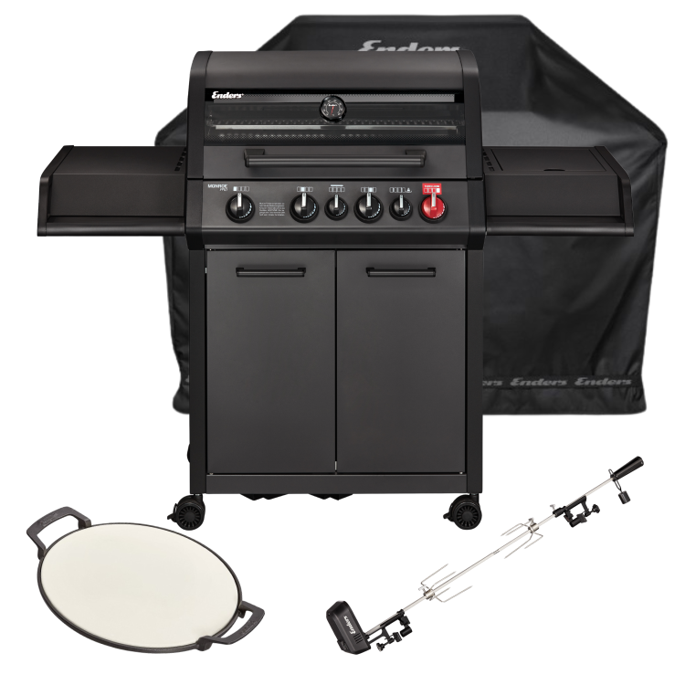 Enders Monroe Pro 4 SIK Turbo - Shadow Bundle - with Cover, Rotisserie and Pizza Stone