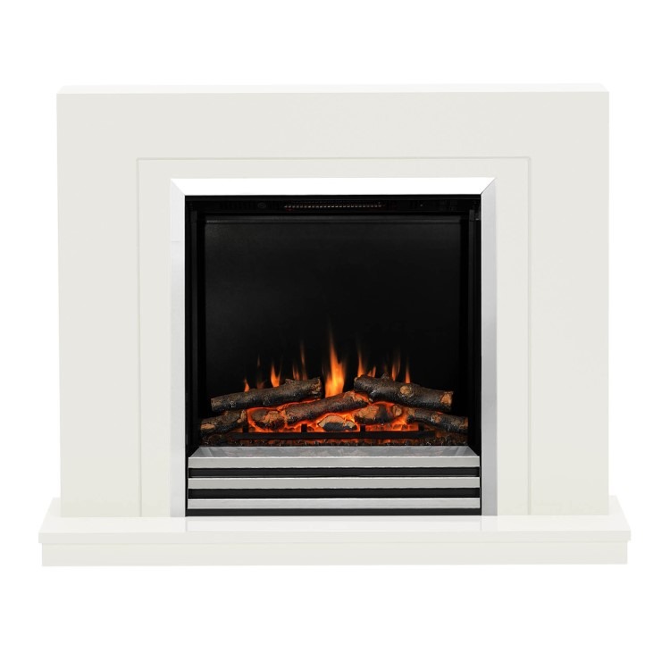 Be Modern Flare Colby White Freestanding Electric Fireplace Suite 38 Inch