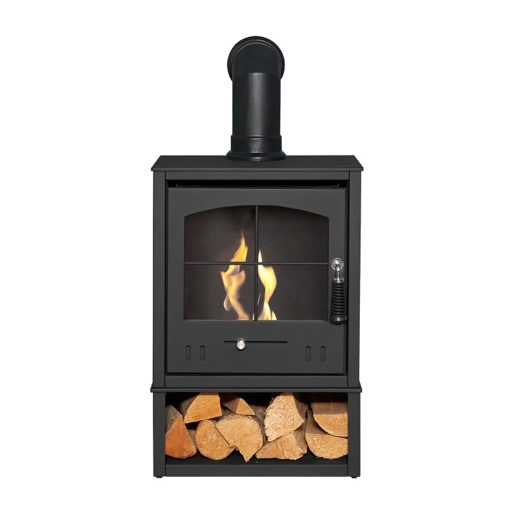 Bioethanol Wood Burning-Style Flueless Stove with Log Store - OKO S2