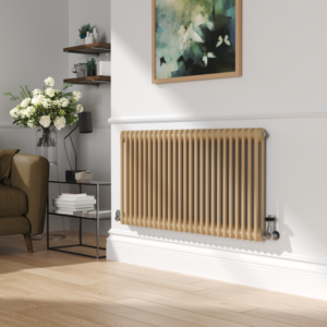 Reggio Linen Horizontal Double Column Traditional Radiator 600x1190mm 4091 BTU - Cast Iron Style