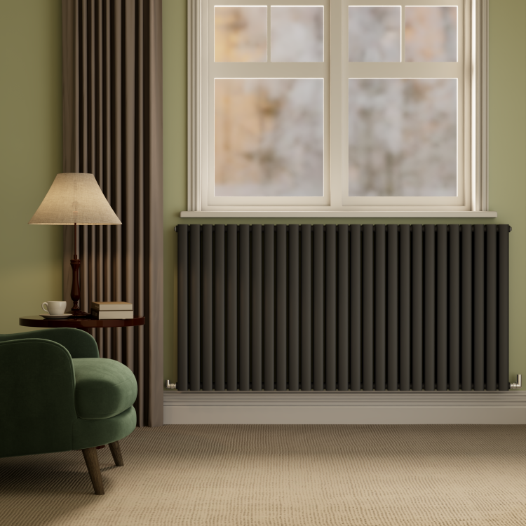 Beige Grey Horizontal Smart Electric Radiator with Wi-Fi Thermostat - 1200W - H600xW1000mm - Bathroom Safe