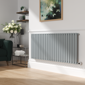 Salt & Pepper Horizontal Smart Electric Radiator with Wi-Fi Thermostat - 2000W - H600xW1410mm - Bathroom Safe