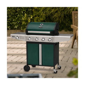 Boss Grill Kentucky Premium - 4 Burner Gas BBQ Grill with Side Burner - Green