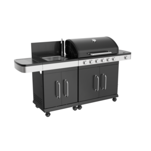 Boss Grill Alabama Modular Outdoor Kitchen - 6 Burner Gas BBQ with Sink - Black