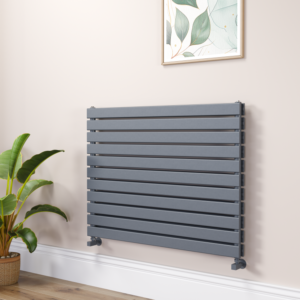 Riace Linea Dark Grey Anthracite Flat Designer Radiator 770x1000mm Double Panel 4553 BTU - Horizontal Bars