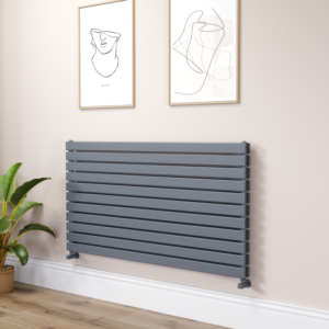 Riace Linea Dark Grey Anthracite Flat Designer Radiator 770x1400mm Double Panel 6143 BTU - Horizontal Bars