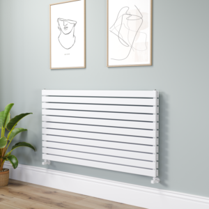 Riace Linea White Flat Designer Radiator 770x1400mm Double Panel 6143 BTU - Horizontal Bars