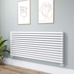 Sorrento Linea White Oval Designer Radiator 767x1800mm Double Panel 8239 BTU - Horizontal Bars