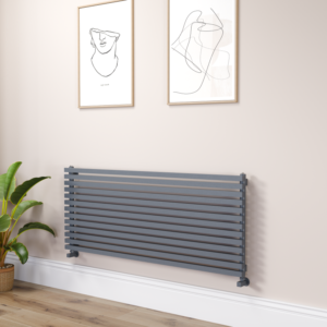 Ravello Linea Dark Grey Anthracite Square Designer Radiator 585x1400mm Single Panel 3782 BTU - Horizontal Bars