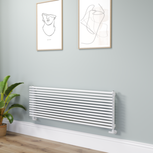 Ventura Linea White Oval Unique Designer Radiator 455x1400mm Single Panel 3420 BTU - Horizontal Bars