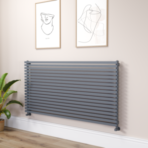 Ravello Linea Dark Grey Anthracite Square Designer Radiator 810x1600mm Single Panel 5908 BTU - Horizontal Bars