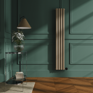 Beige Grey Vertical Smart Electric Radiator with Wi-Fi Thermostat - 1200W - H1600xW236mm - Bathroom Safe