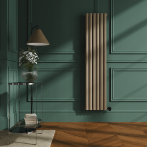 Beige Grey Vertical Smart Electric Radiator with Wi-Fi Thermostat - 1200W - H1600xW354mm - Bathroom Safe