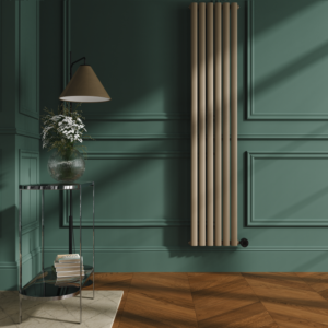 Beige Grey Vertical Smart Electric Radiator with Wi-Fi Thermostat - 2000W - H1800xW354 - Bathroom Safe