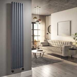 Anthracite Vertical Smart Electric Radiator with Wi-Fi Thermostat - 2000W - H1800xW354mm - Bathroom Safe