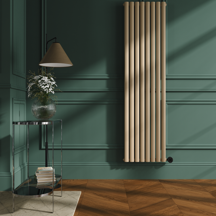 Elk Brown Vertical Smart Electric Radiator with Wi-Fi Thermostat - 2400W - H1800xW472 - Bathroom Safe