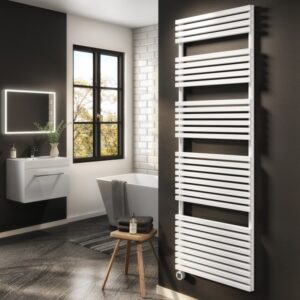 White Smart Electric Towel Radiator with Wi-Fi Thermostat - 1200W - H1800xW600mm - Bathroom Safe