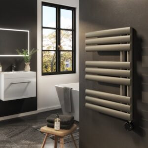 Antique Brass Smart Electric Towel Radiator with Wi-Fi Thermostat - 600W - H650xW450mm - Bathroom Safe